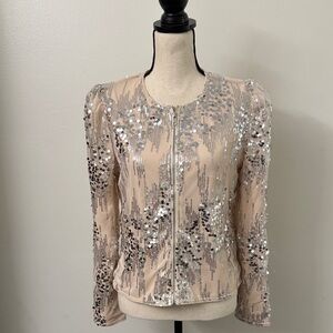 Chic Sparkling Sequin Blazer - Silver & Cream-viral on Tik-Tok